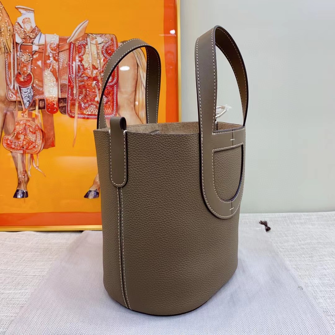 100% Real Togo Leather Shoulder Bags Famous Brand Designer Basket Totes Fashion Crossbody Bags Quality Vegetable Large Capacity Women Portable Bucket Bag