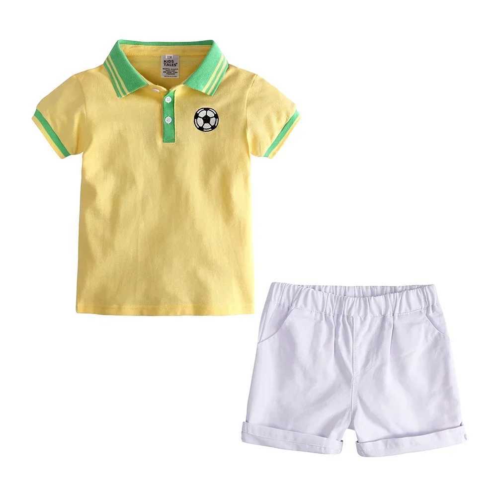 Polos Polos Summer vacation set for young children 2 polo shirts+shorts set cotton lightweight childrens holiday clothing set WX5.29