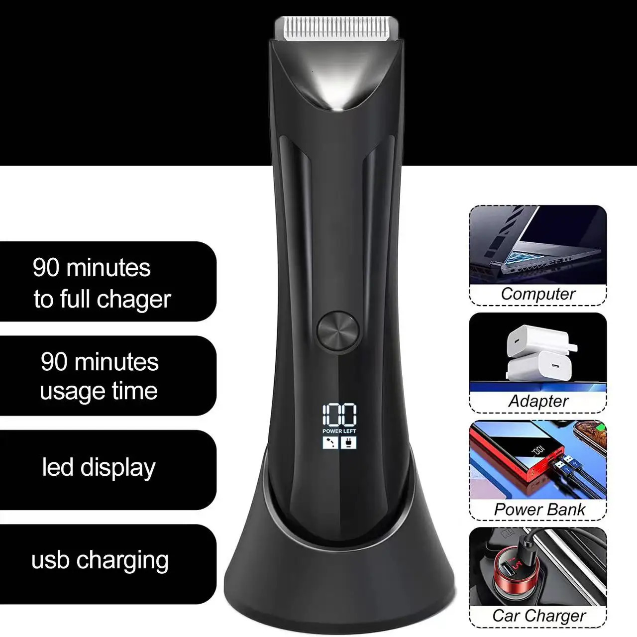 Electric hair trimmer shaver waterproof mens beauty ball USB charging dock beauty kit replaceable ceramic blade male H 240515bj