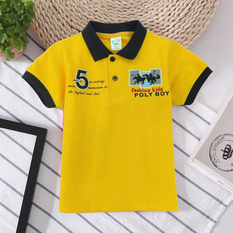 Polos Polos Boys Summer Polo Shirt Cotton Breathable Boys Clothing Pony Fabric Pattern T-shirt Childrens Polo Top 3-7T WX5.29
