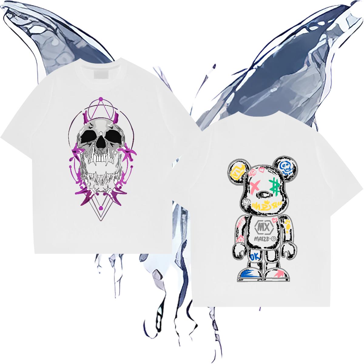 Fashion Design T-Shirts Cartoon Printing S-3XL Couples T Shirts Street wear Hip Hop Breathable Crew Neck Cool Design Tops Shirt