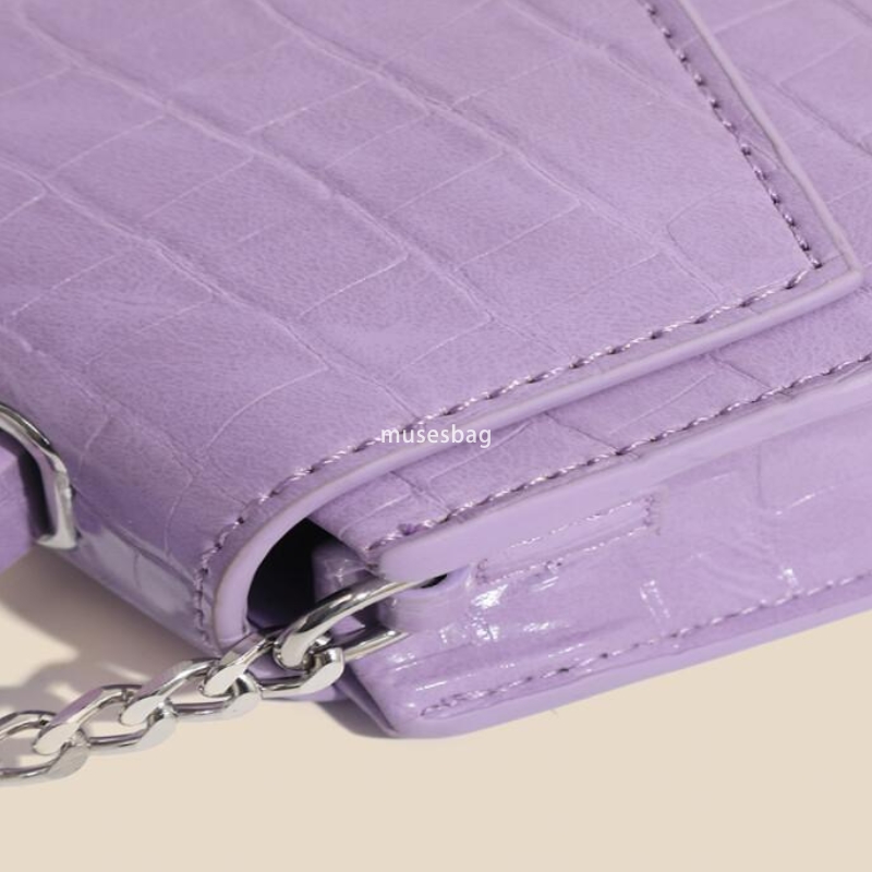 Luxury bag for women's mini handbag chain bag with crocodile pattern purple mini fashionable casual hand to improve quality crossbody bag