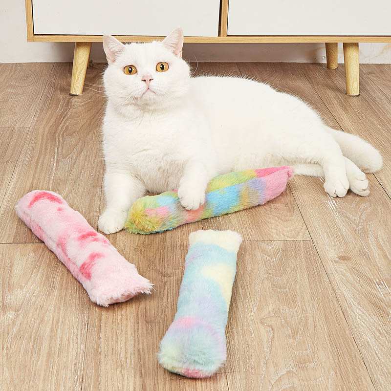 Funny Cat Toy Plush Strip Pillows Catnip Toys Interactive Playing Soft Fluffy Cat Stick Durable Pet Supplies
