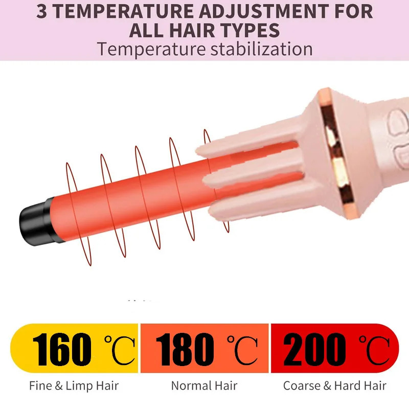 Automatic Rotating Hair Curler Stick Large Wave Curling Iron Tongs Temperature Adjustable Anion Fast Heating Styling Curlers 240530