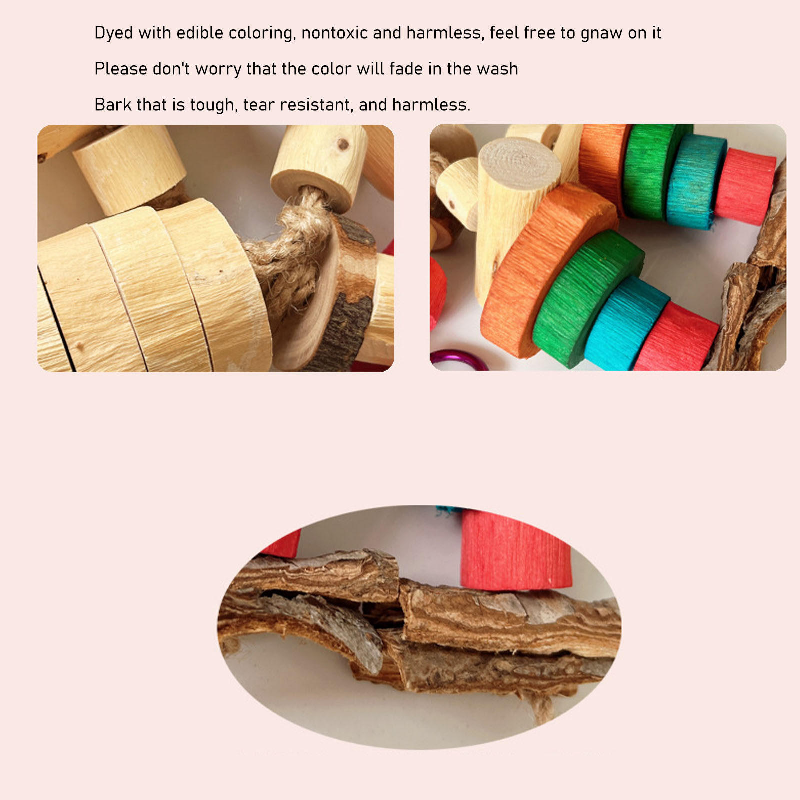 Parrot Chew Toys Bite Resistant Hanging Wood Block Bird Cage Toys Parrot Chewing Toy For Parrots And Birds