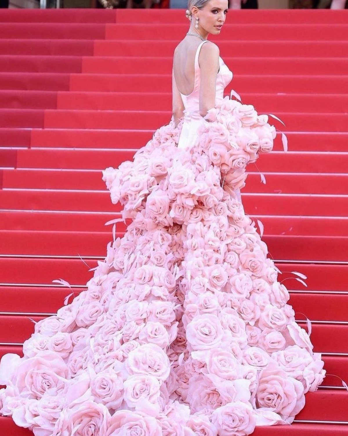 Flowers Mermaid Prom Dress 2-Pieces V Neck Sequins Lace 3D Lace Tulle Appliques Tail Evening Dresses Custom Made Size Colour D-L23414