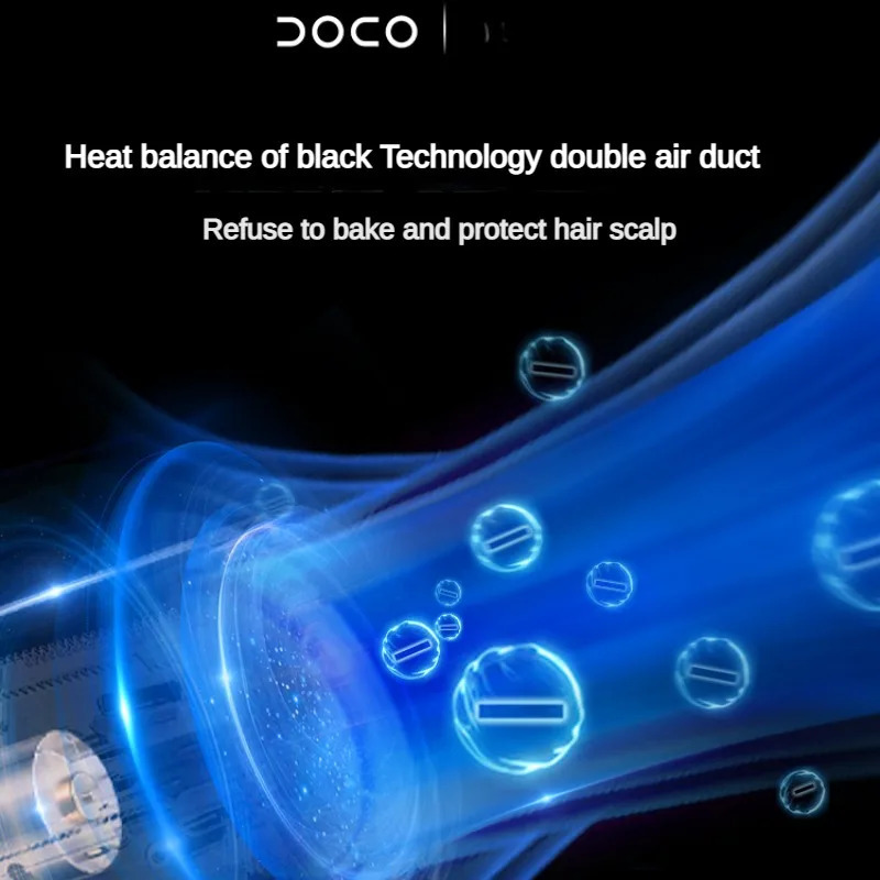 DOCO hair dryer negative ion hair care blow dryer high-power household dormitory student hair dryer 240530