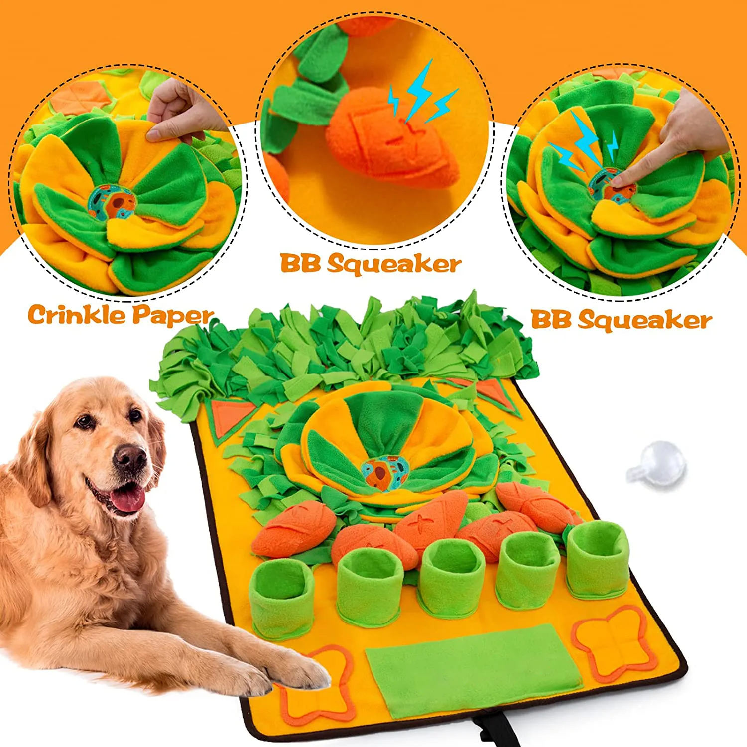 Pet Snuffle Mat for Dogs, Sniff Mat, Nosework Feeding Mat, Slow Feeder, Interactive Puzzle Toys for Training Dogs, 31 "x 19"