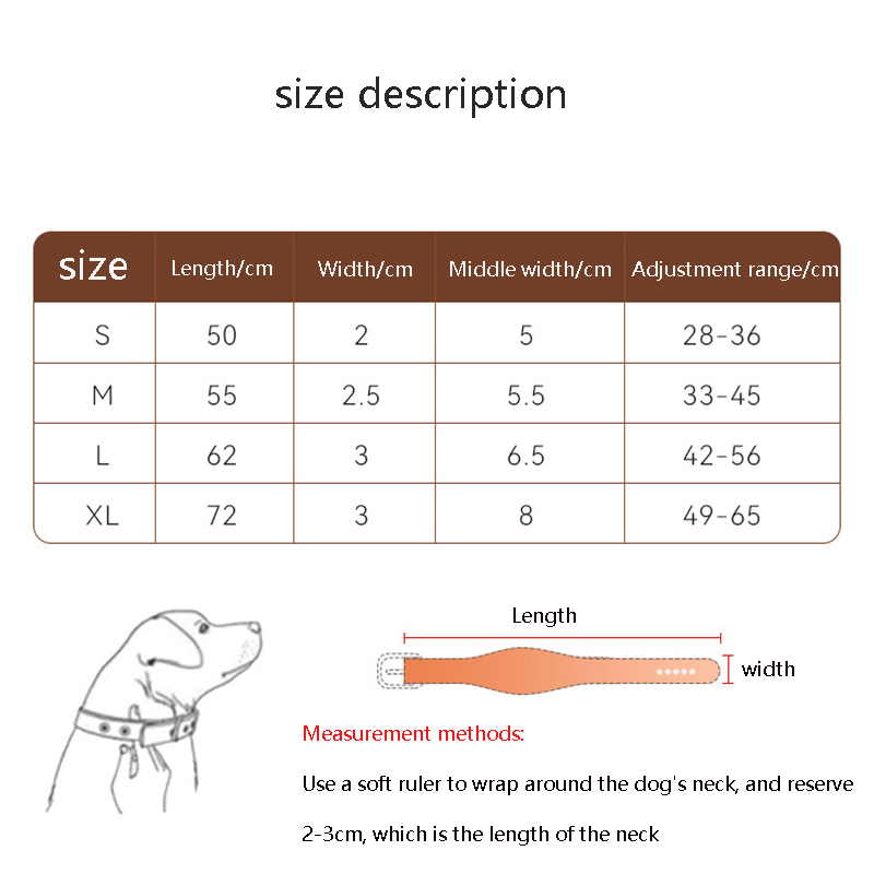 PU Pet Collar Adjustable Dog Collar Widened Design Strong and Durable for Medium and Large Dogs Outdoor Training Pet Accessories