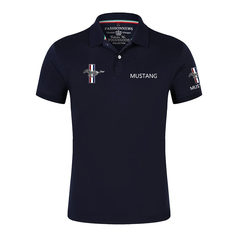 Summer 2024 Mens Mustang Polo Shirt Classic Unisex Outdoor Customize TShirt Casual Short Sleeves Solid Color TShirts 240520