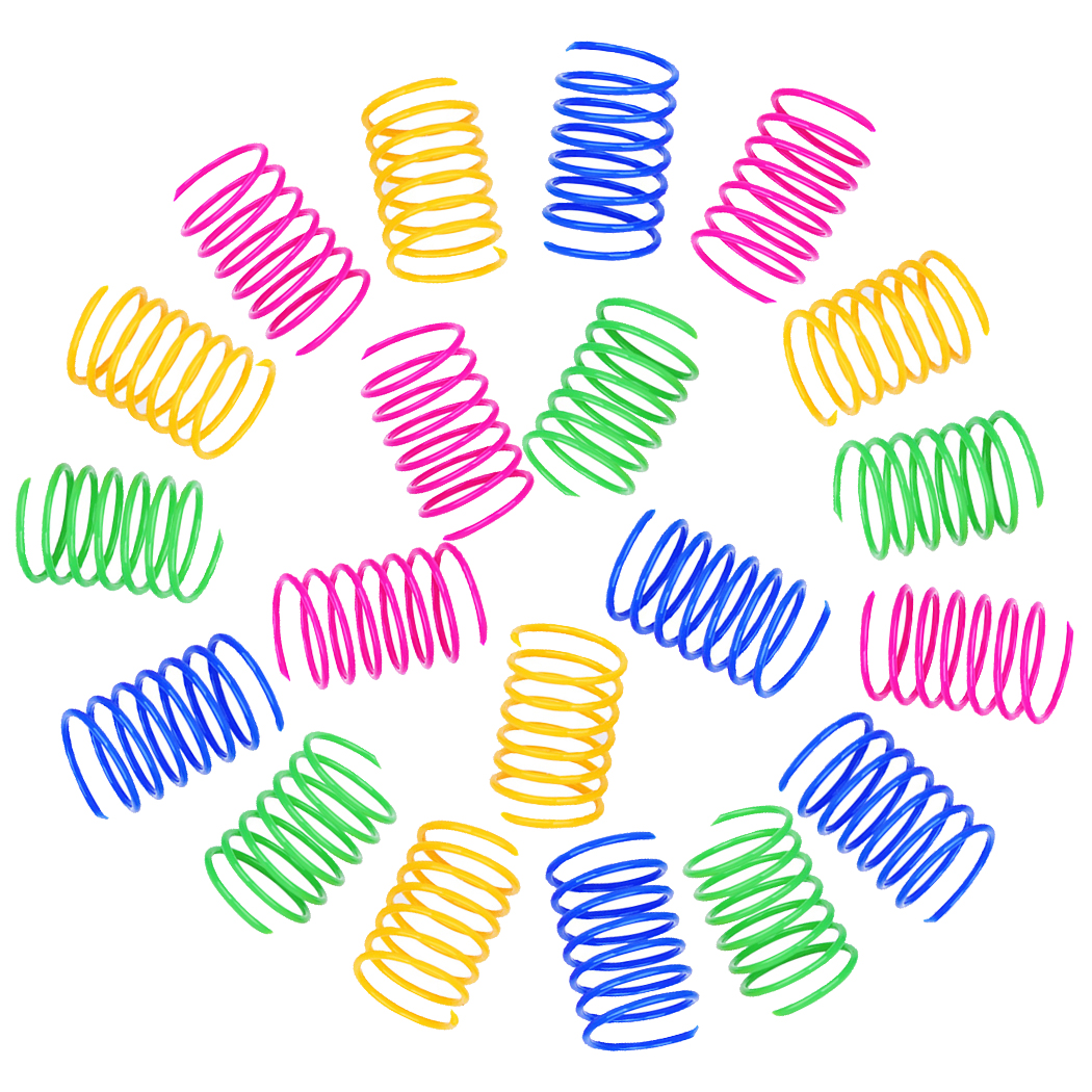 20pcs Action Wide Durable Interactive Toys Flexible Cat Coil Toy Pet Tool Cat Spring Plastic Colorful Coil Spiral Springs Pets
