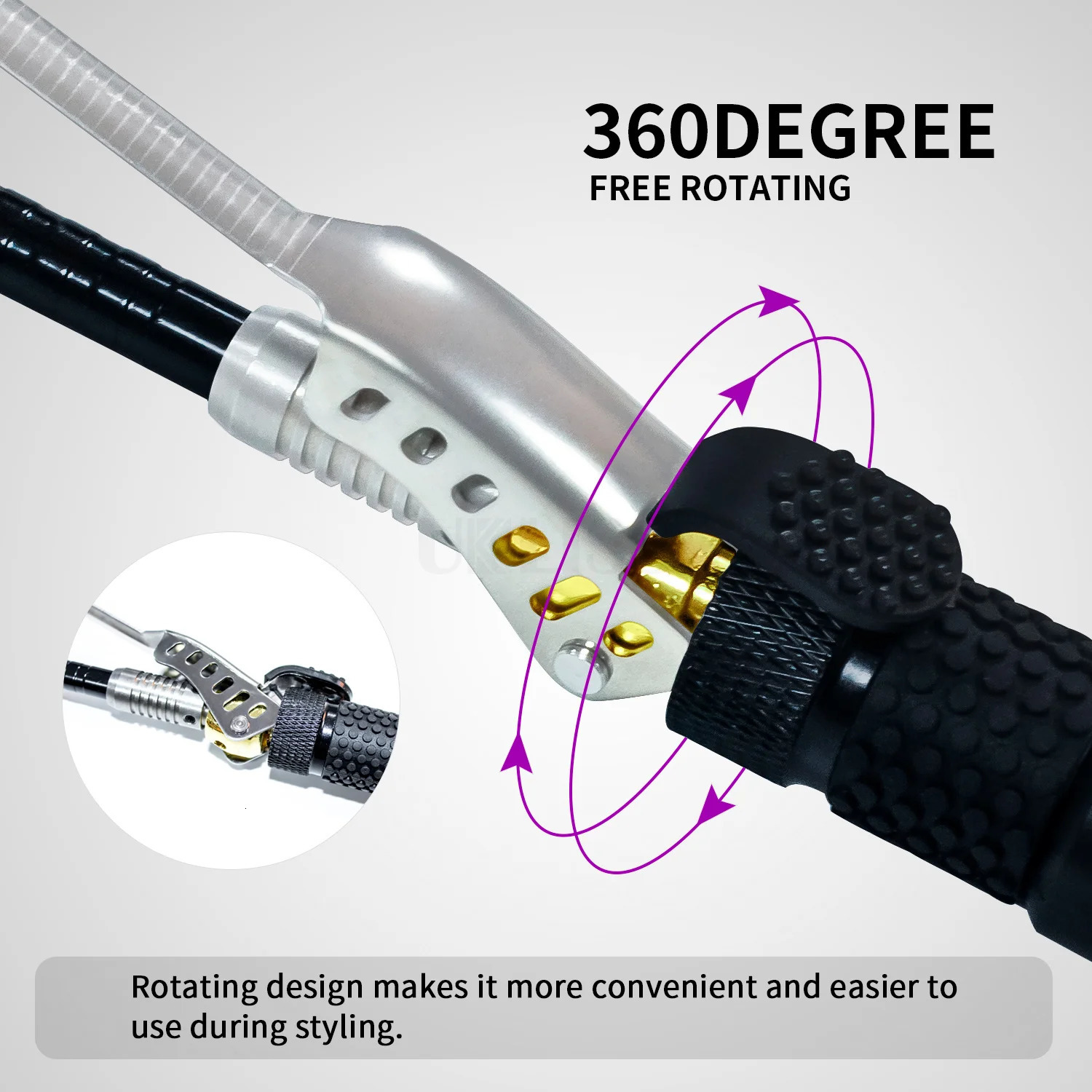 Mens Hair Curler Ceramic 7mm Hair Curling Wand Small Hair Deep Curly Hair Curlers Rollers Curling Iron Rotating 360 Degree 240530