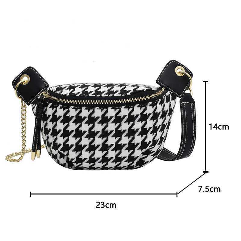 Bags Hbp Crossbody Evening Bag Houndstooth Small Simple Waist Pack Winter Chest s Female Fashion Phone Purses Chain Travel Belt 220811 Fahion Pure