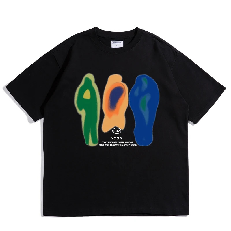 Men T-Shirt Cotton Oversized Summer Printed YCOA Graphic Harajuku Hip Hop Loose Tops Tees Korean Fashion Y2k Aesthetic Clothing 240530