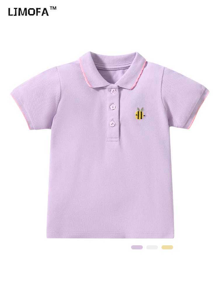 Polos Polos LJMOFA summer baby girl T-shirt short sleeved seven polo shirt childrens solid cotton top childrens T-shirt D407 WX5.29