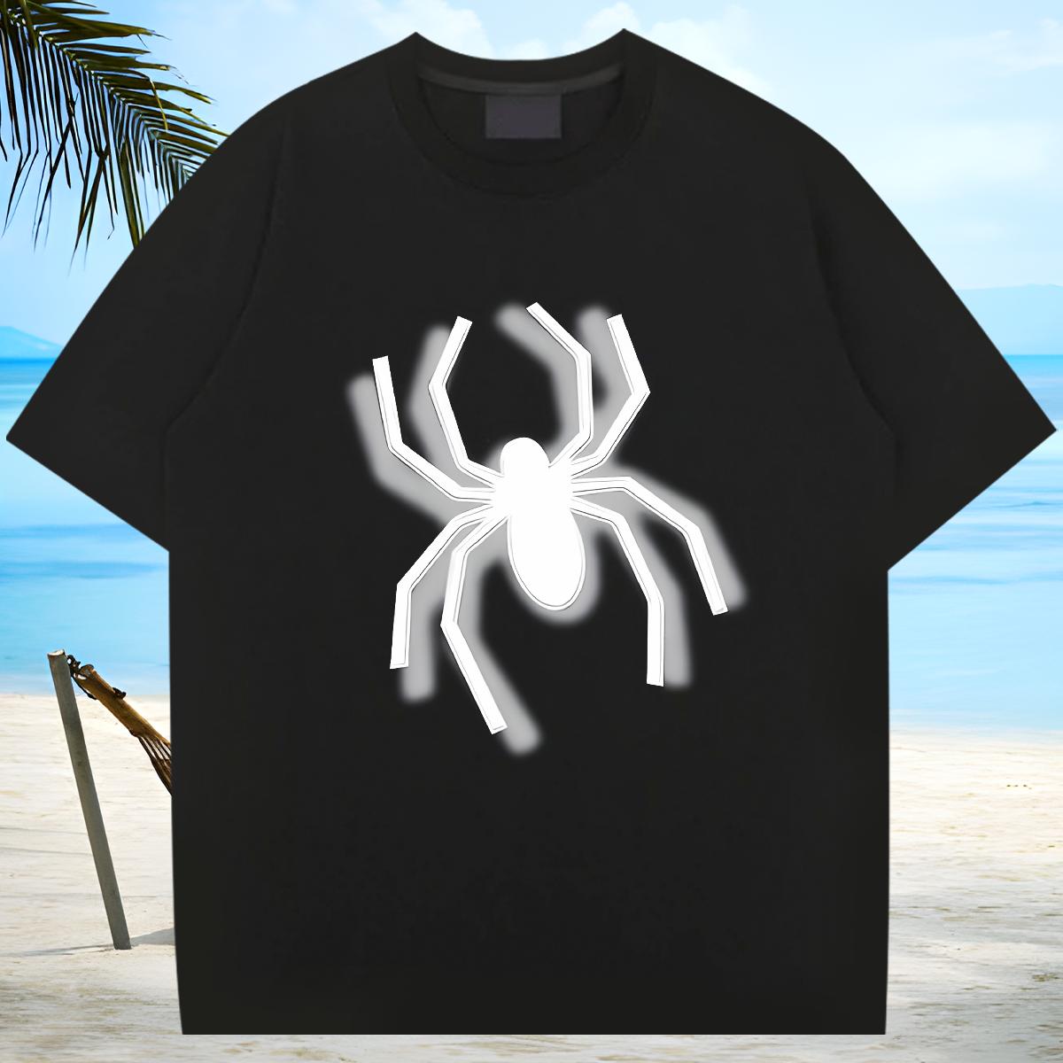 Fashion Mens T Shirts Big Spider Printing Breathable Short Sleeve Beach Men Tshirts Customized Print Unisex Top Tees