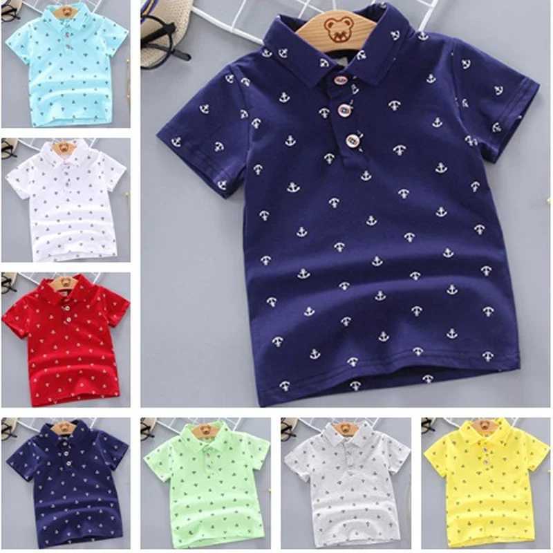 Polos Polos 2024 Summer Boys Short sleeved Seven Fold Collar Womens Cotton Breathable Childrens Top 12M-5Y WX5.29