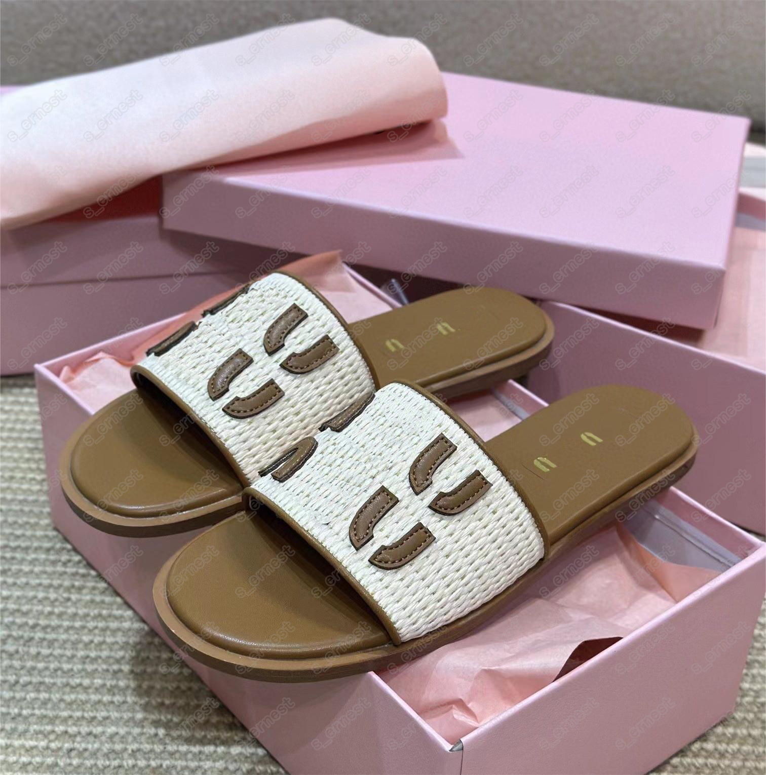 Designer Sandals women crochet Platform Slides leather slippers Roman sliders womens Shoes luxury Summer Buckle Beach Sandal
