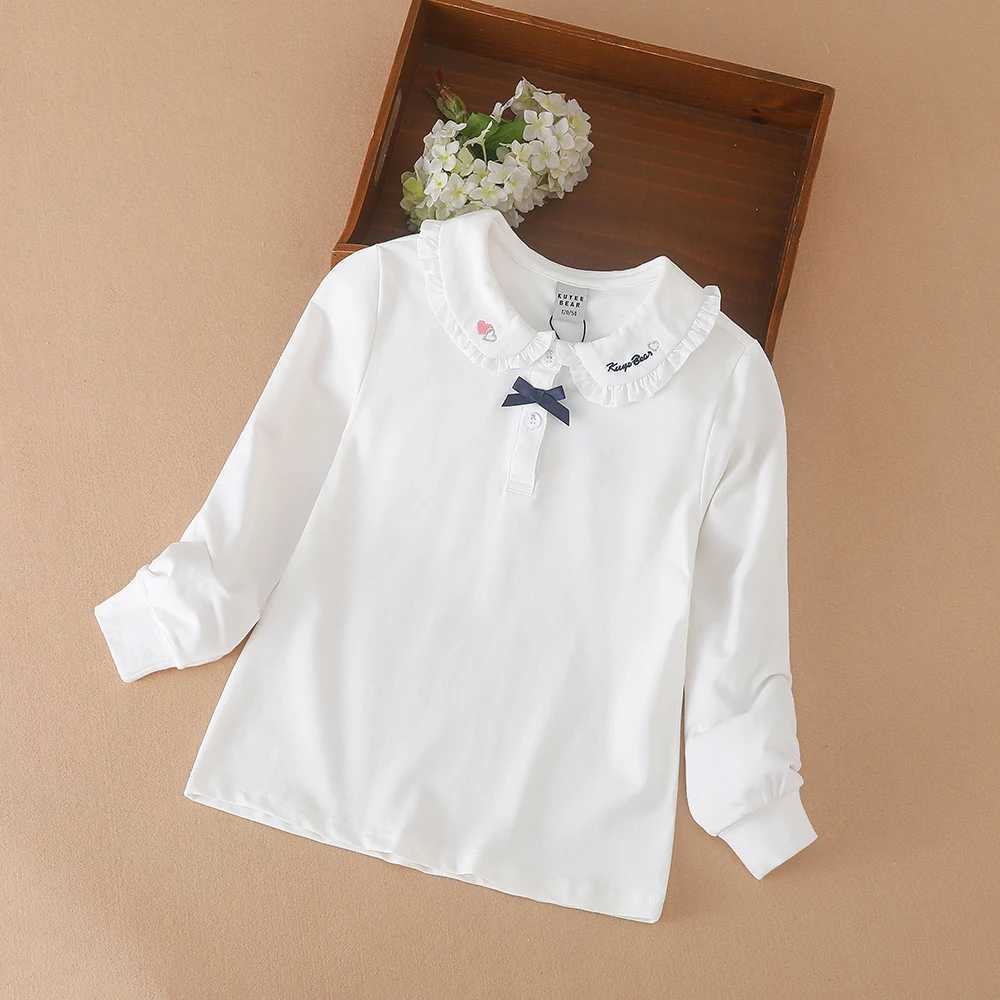 Polos Polos Girls shirt school uniform childrens spring and autumn long seven piece polo shirt childrens lapel top WX5.29