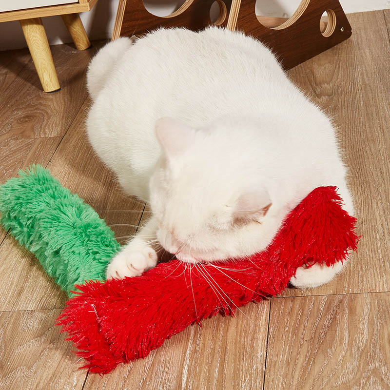Funny Cat Toy Plush Strip Pillows Catnip Toys Interactive Playing Soft Fluffy Cat Stick Durable Pet Supplies