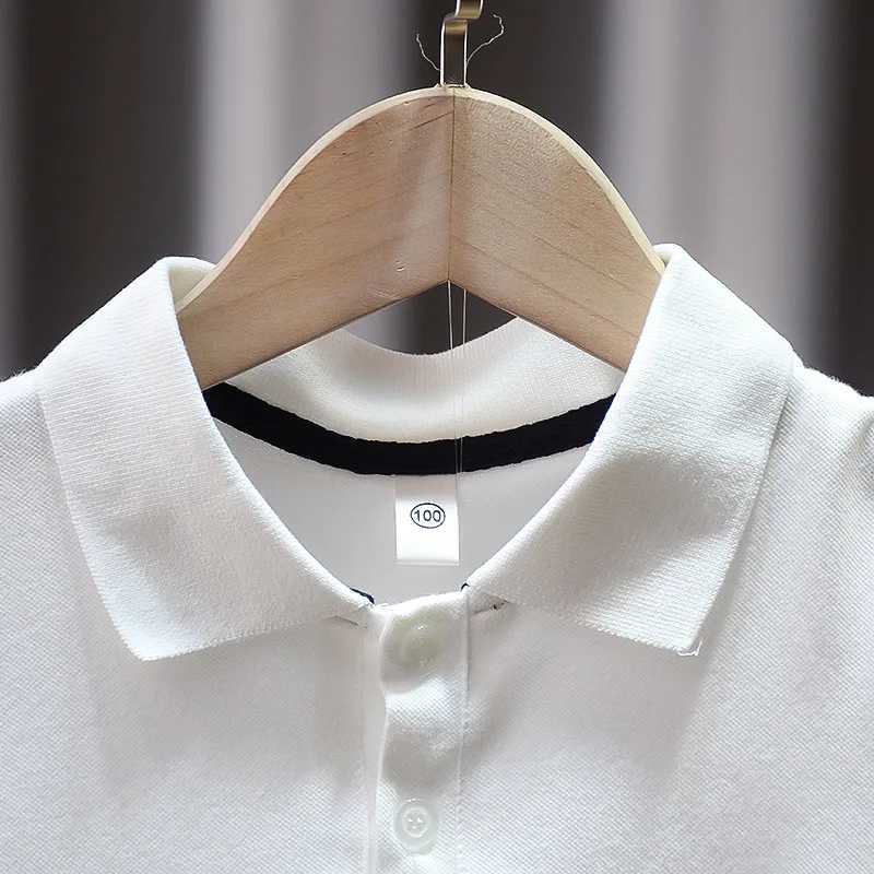Polos Summer Boys Shirt Childrens Short Seven Piece T-shirt Patch Work White Polo Shirt 2-10 Year Old Boys Designer Clothing WX5.29