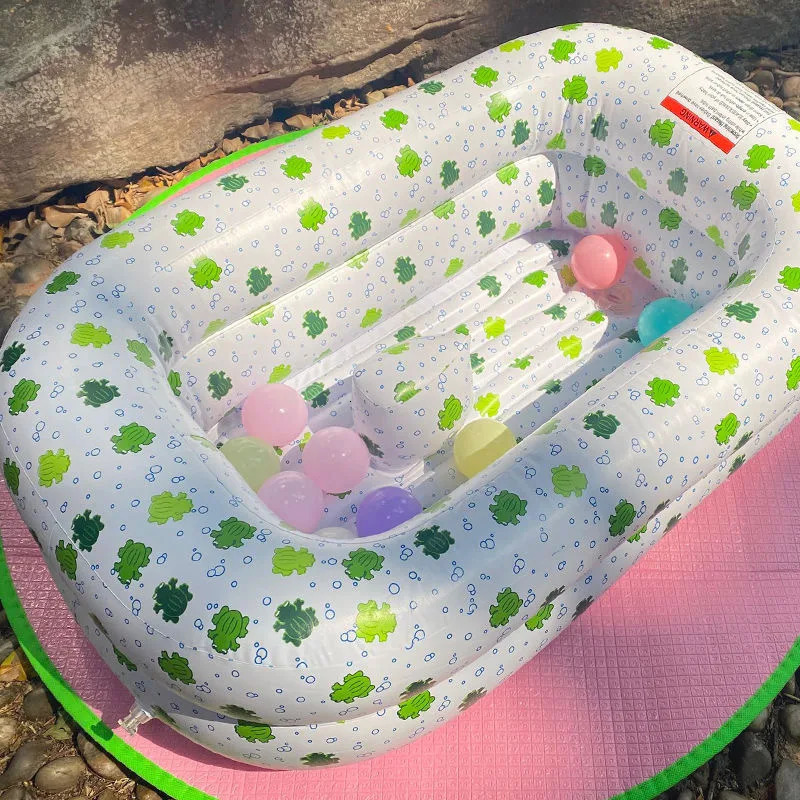 Mommys Helper Inflatable Bathtub for Baby Toddler Saddle Horn Bath Seat Keeps From Sliding Foldable Tub 240530
