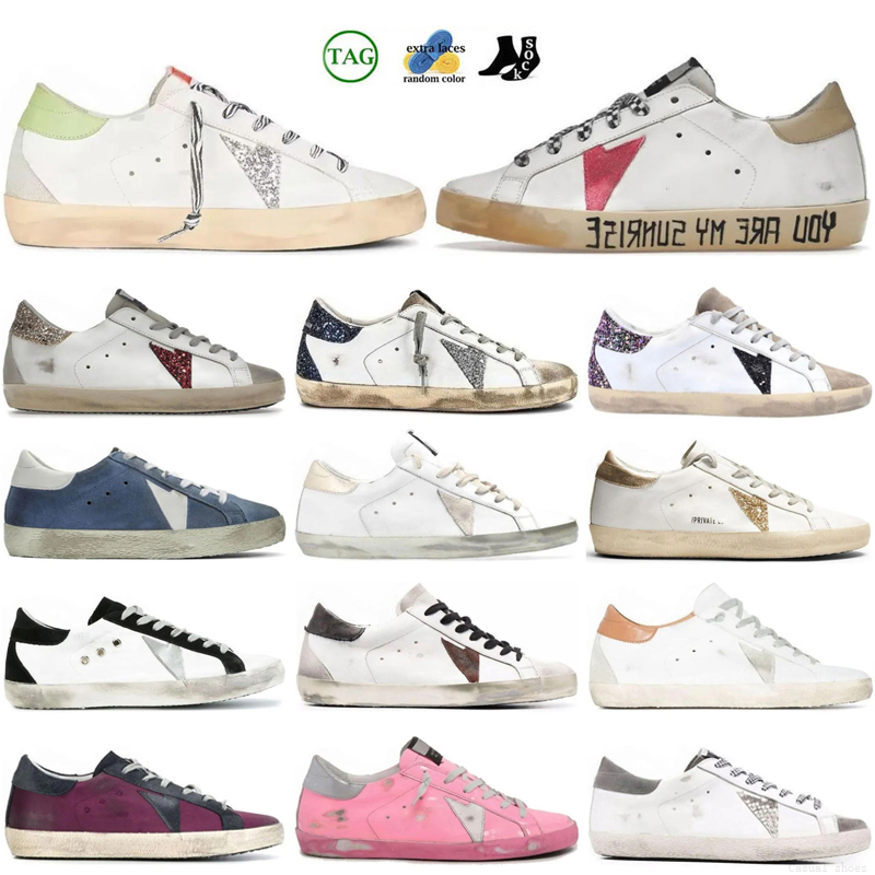 Italy Brand Golden Super Star Sneakers Women Casual Shoes Classic White Do-old Dirty Designer Man Baskets Shoe Shiny details with gold