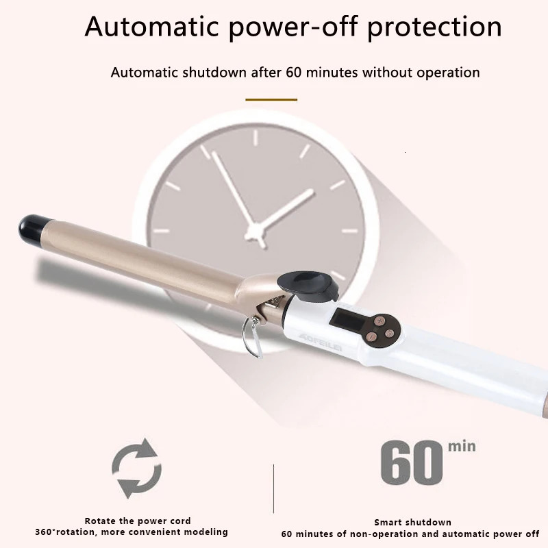 Temperature Setting Electric Hair Curler Long Curling Tong Wand 9-38mm Professional Hair Curling Iron LCD Screen 240530