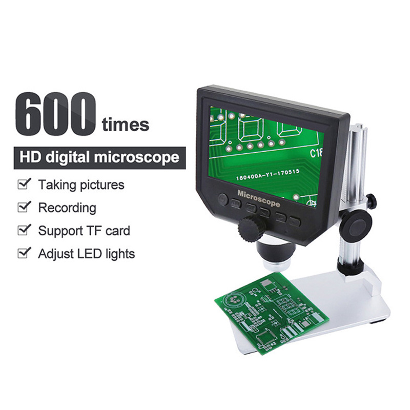 1-600x 3.6MP USB Digital Electronic Microscope Portable 8 LED VGA Microscope With 4.3" HD OLED Screen For Pcb Motherboard Repair