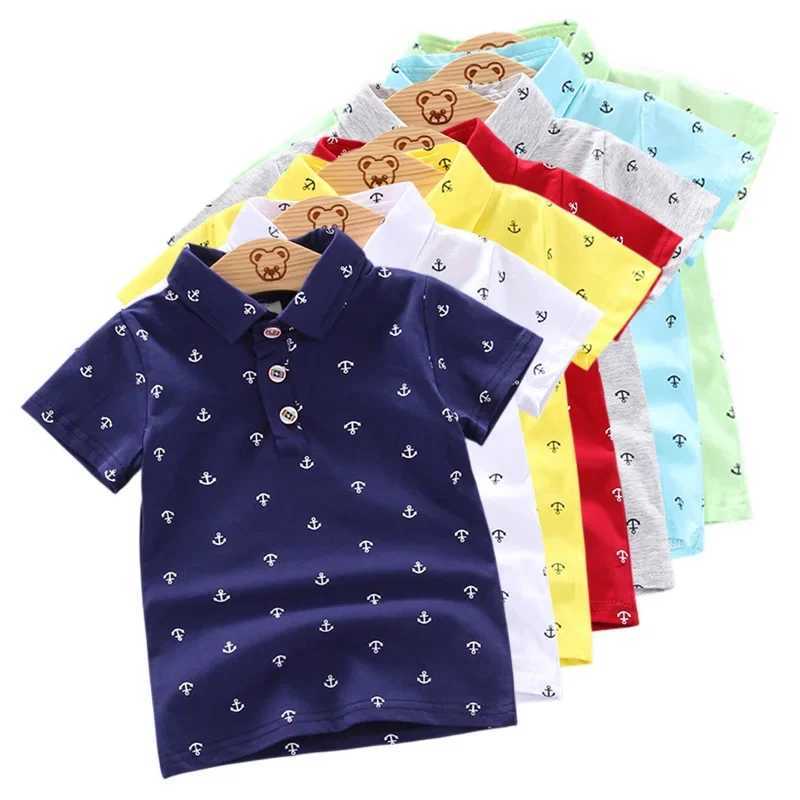 Polos Polos 2024 Summer Boys Short sleeved Seven Fold Collar Womens Cotton Breathable Childrens Top 12M-5Y WX5.29