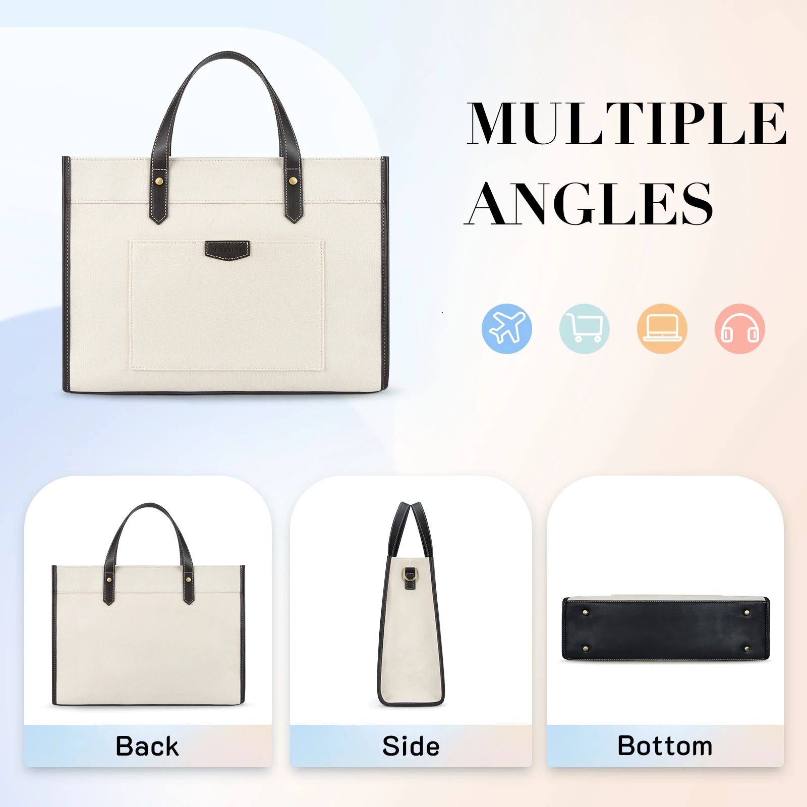 Women Briefcase Tote Bag 15.6 inch Laptop Bag Travel Office College Canvas Handbag Casual Work Business Trip Shoulder Bags 240528