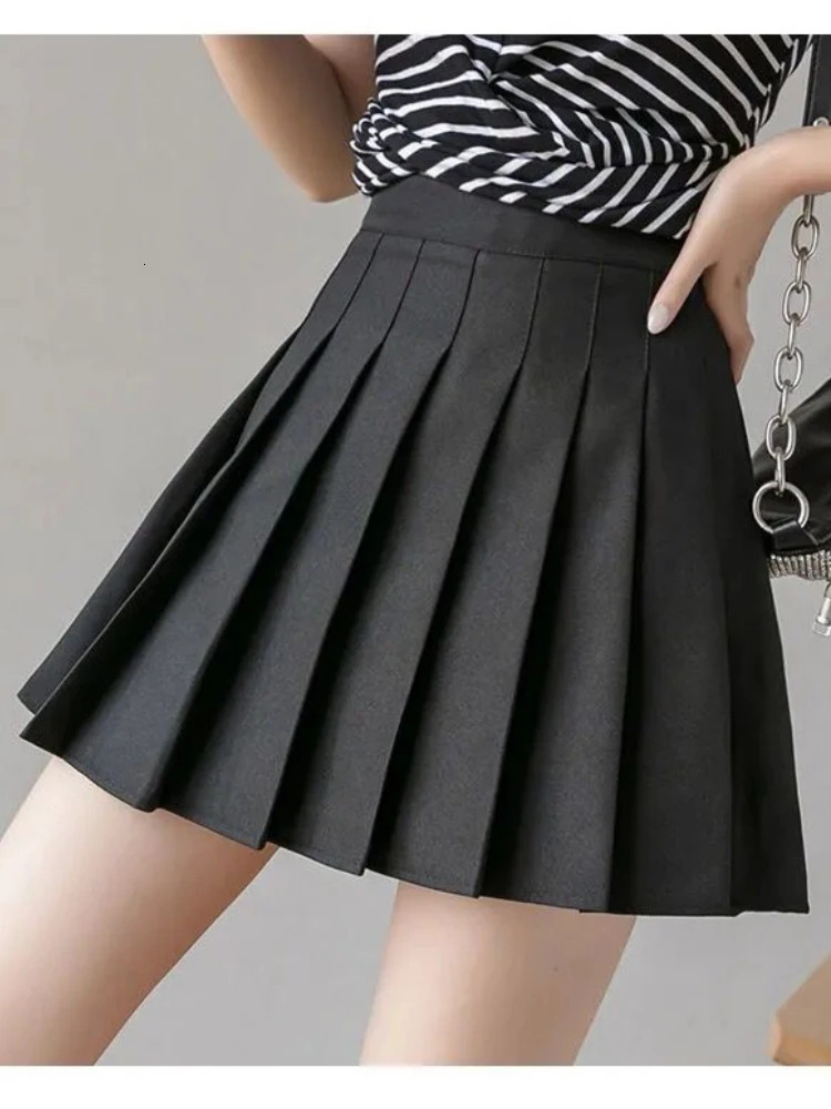 Kalevest Y2k Sweet Girl White Pleated Mini Skirt Korean Style High Waist School Short Kawaii Japanese Pink 240513