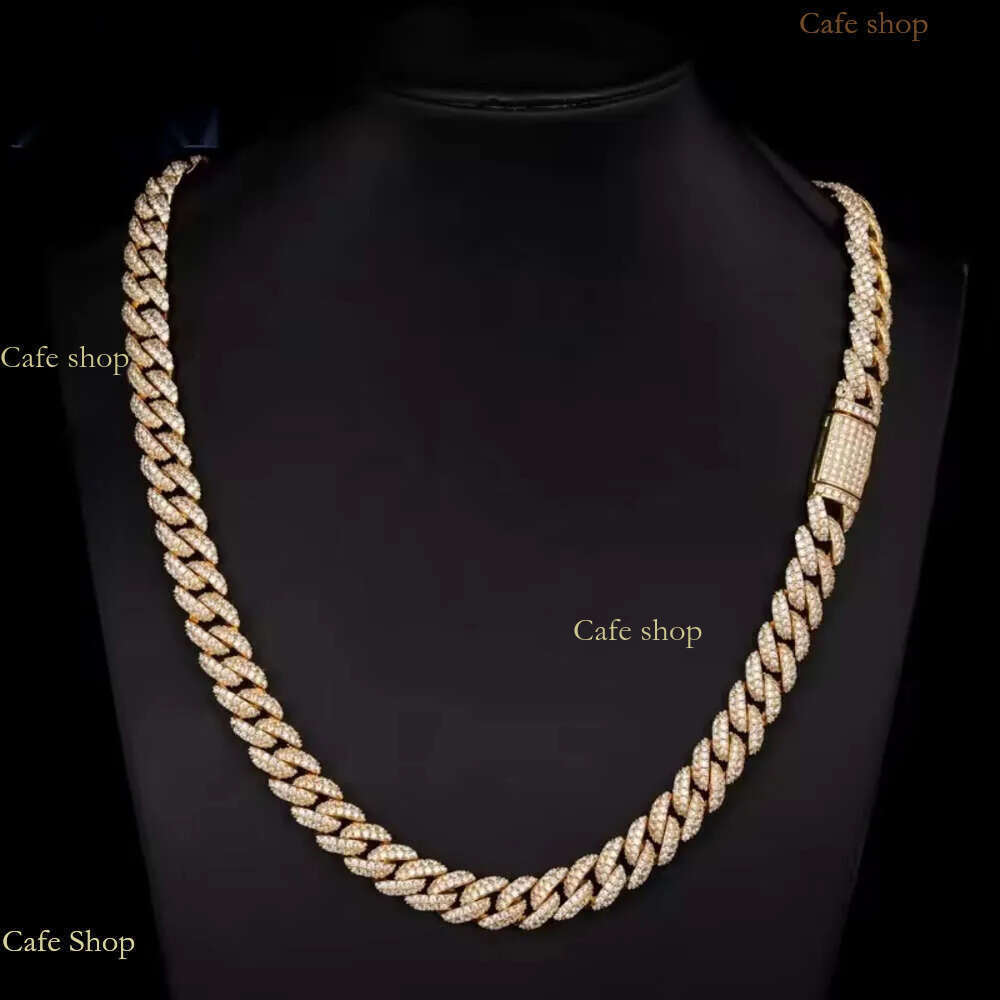 15mm Designer Fashion Zirconia Full Dias No Moissanite Cuban k Chain Hip Hop Fine Jewelry Necklace Sterg Sier Fully Men For Women