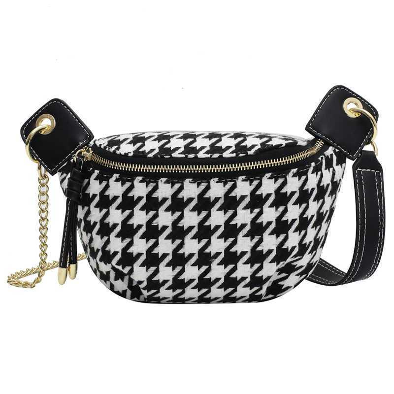 Bags Hbp Crossbody Evening Bag Houndstooth Small Simple Waist Pack Winter Chest s Female Fashion Phone Purses Chain Travel Belt 220811 Fahion Pure