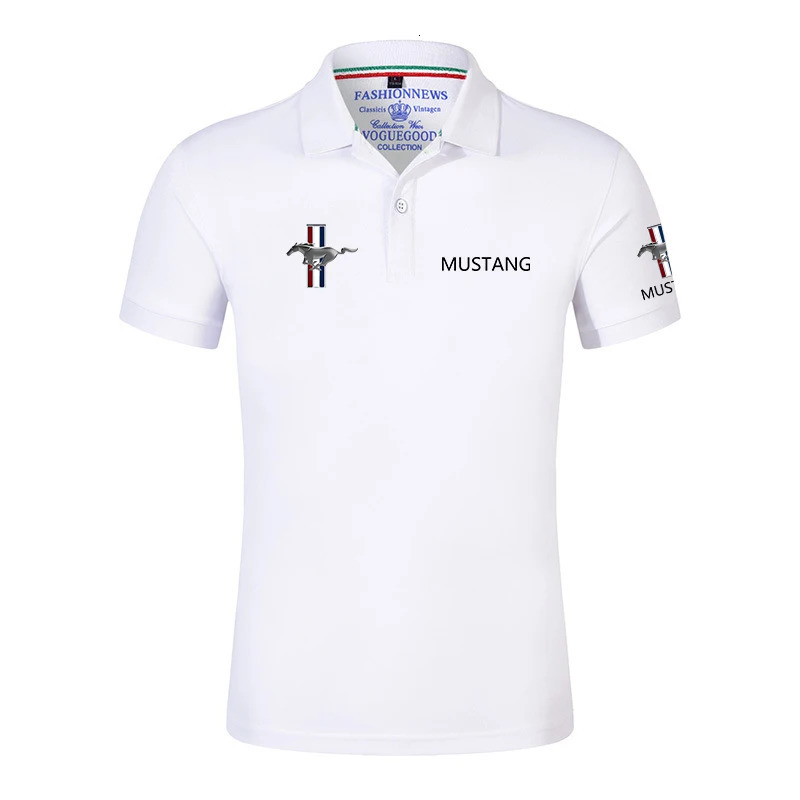 Summer 2024 Mens Mustang Polo Shirt Classic Unisex Outdoor Customize TShirt Casual Short Sleeves Solid Color TShirts 240520