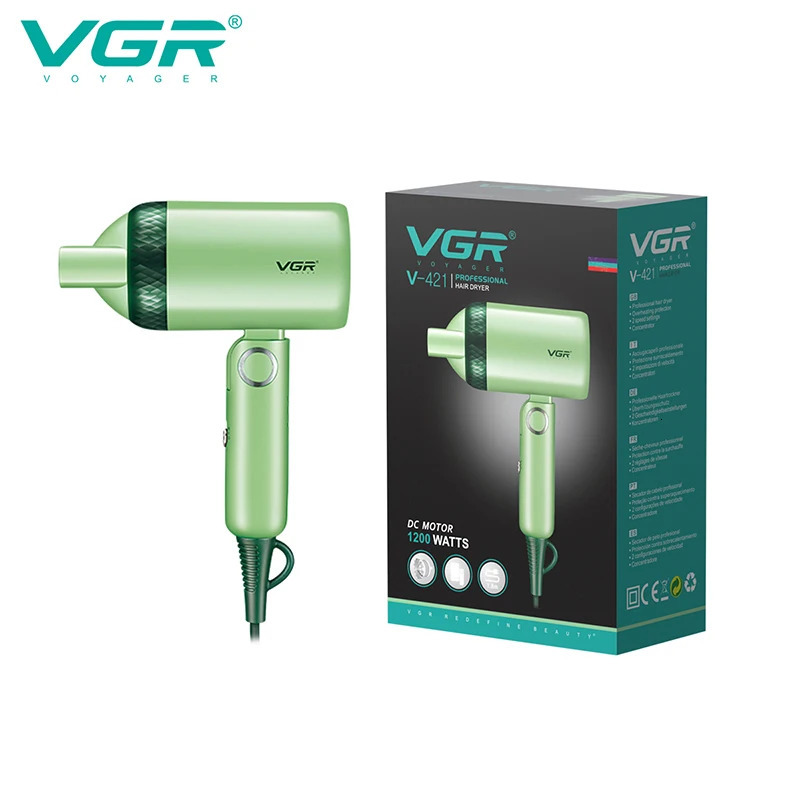 VGR Hair Dryer Professional Dryer Foldable Hair Dryer Machine Overheating Protection Hair Salon for Household Use Mini V-421 240530