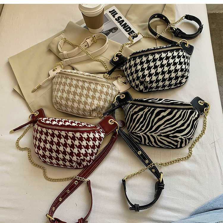 Bags Hbp Crossbody Evening Bag Houndstooth Small Simple Waist Pack Winter Chest s Female Fashion Phone Purses Chain Travel Belt 220811 Fahion Pure