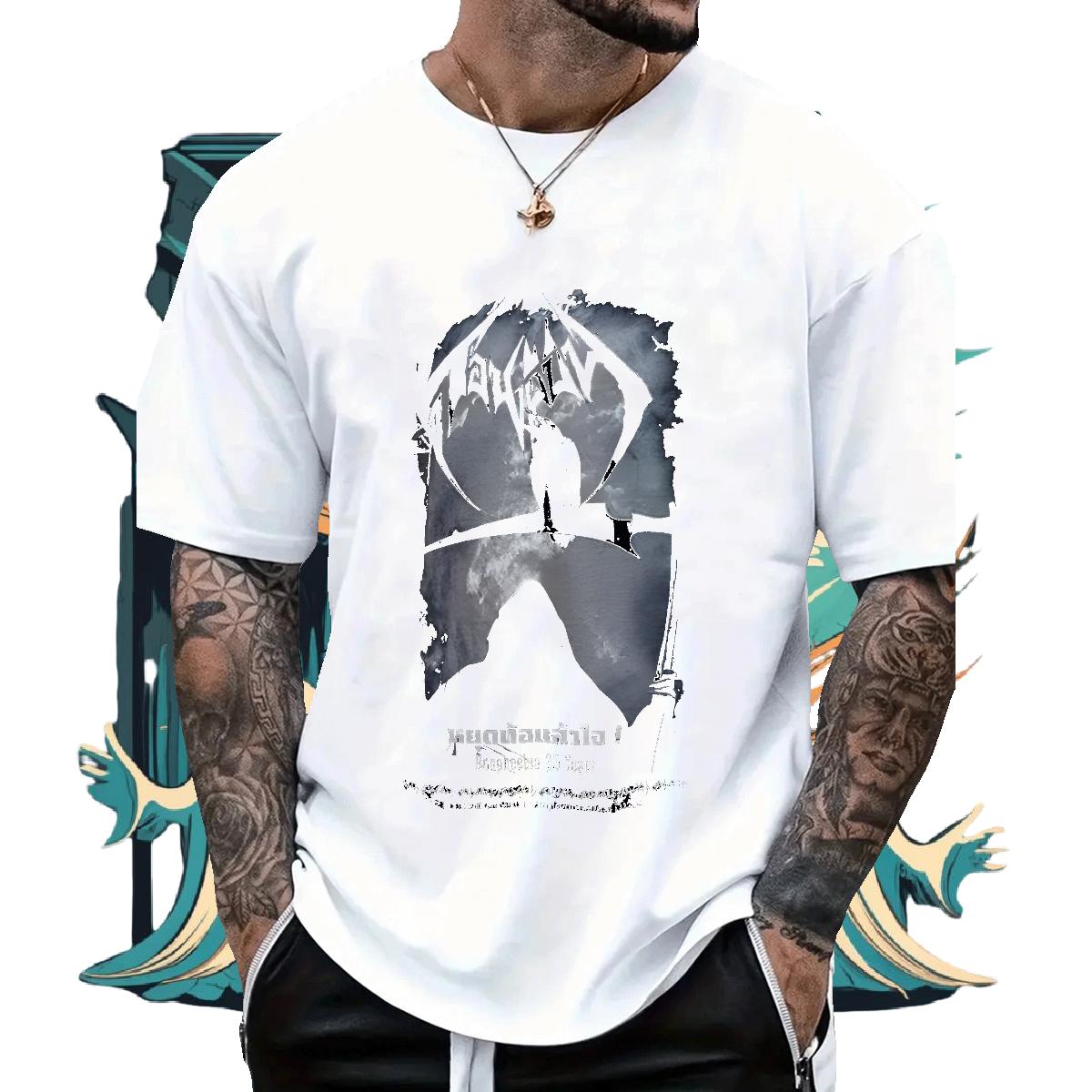 Fashion New T-Shirts Oversized Men Tees High Street Hip Hop Cotton Breathable Soft Tee Shirt