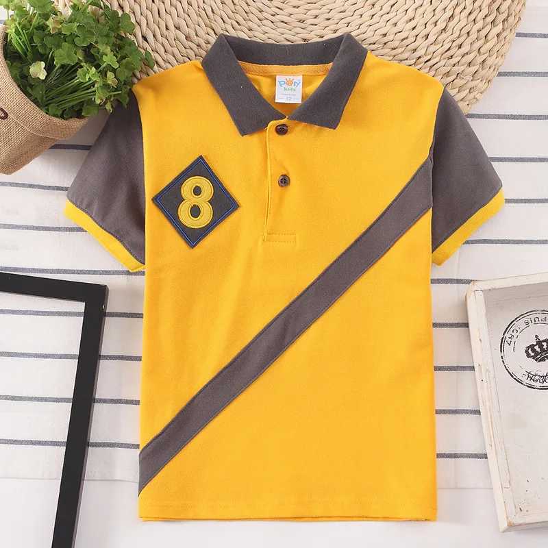 Polos Polos 2022 Childrens Polo Shirt Baby Boys Sports Top Fashion Patch Work Boys T-shirt 3 4 5 6 7 8 9 10 12 13 14 Year Old Childrens Clothing WX5.2