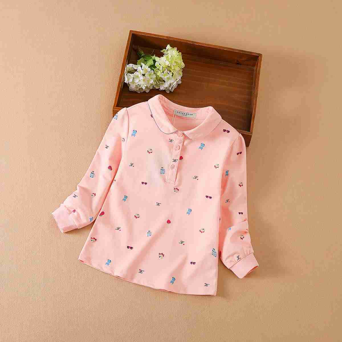 Polos Polos Girls polo shirt childrens top lapel autumn pants cotton shirt childrens daily casual clothing 4-12T WX5.29