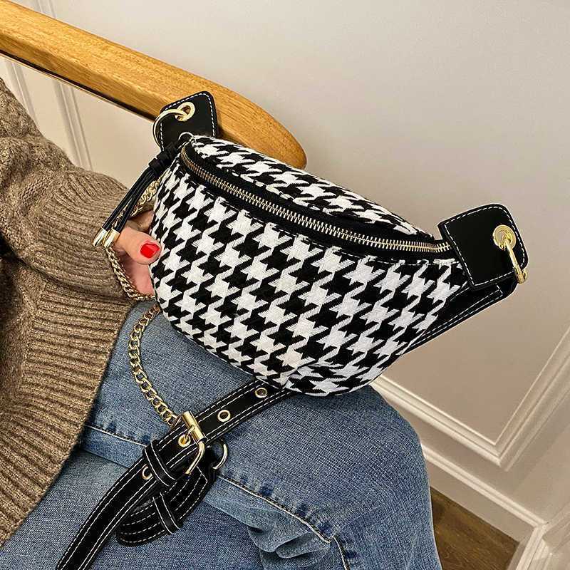 Bags Hbp Crossbody Evening Bag Houndstooth Small Simple Waist Pack Winter Chest s Female Fashion Phone Purses Chain Travel Belt 220811 Fahion Pure