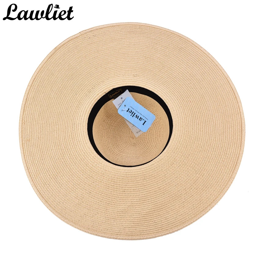 Lawliet 7.1/18cm Foldable Oversized Huge Wide Brim Sun Beach Straw Hats Wedding Womens Floppy Party Dressy A330 240528