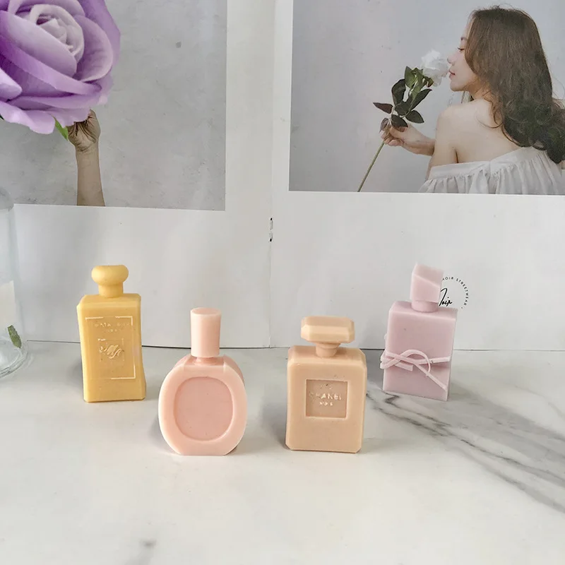 Perfume Bottle Shape Scented Candle Silicone Mold DIY Handmade Soap Wax Candles Making Supplies DIY Perfume Ornament