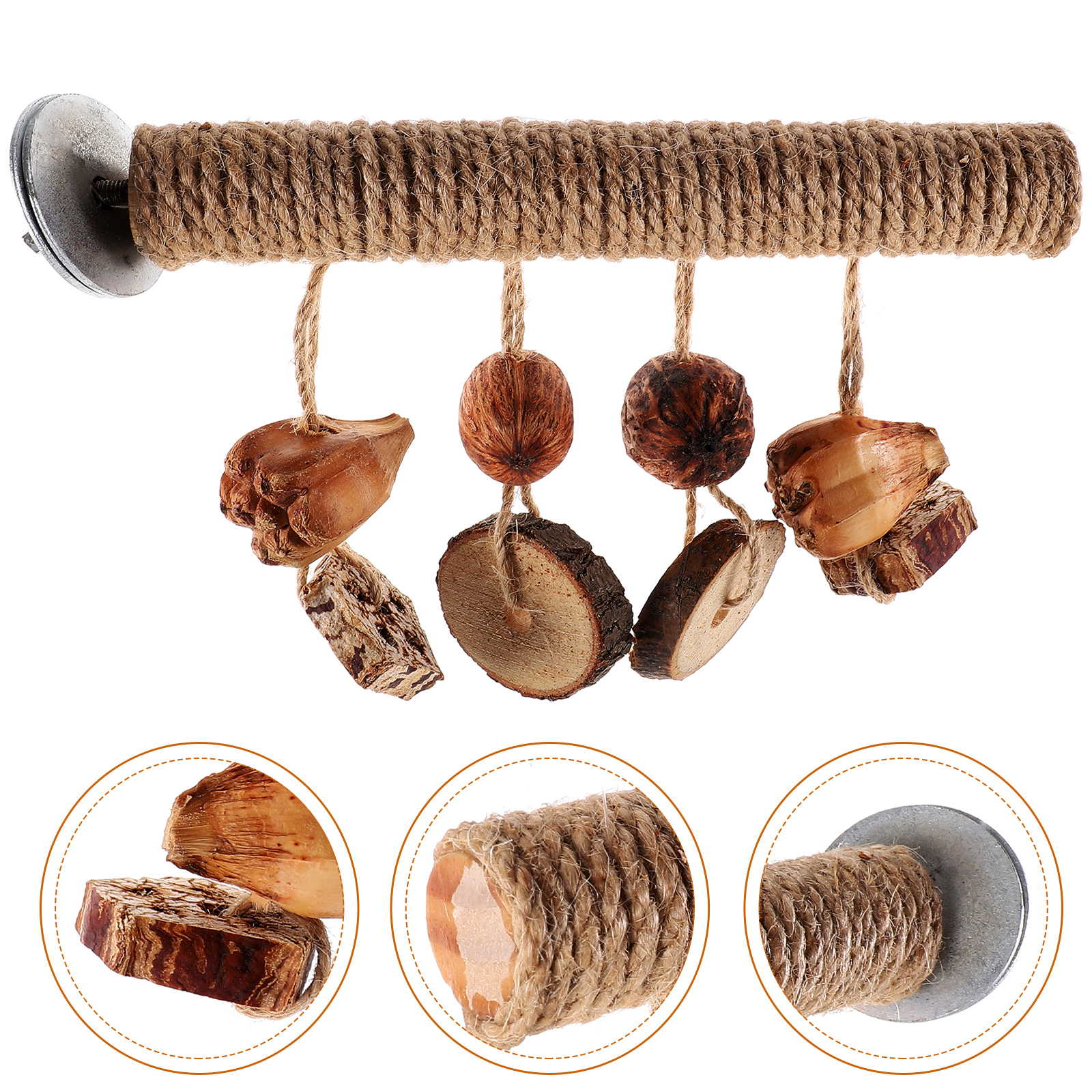 Twine Rope Parrot Toy Bird Cage Stand Fruit Wooden Perches for Birdcage Cockatiels