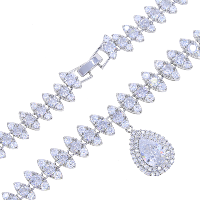 Iced Out Sier Chain Necklace for Men and Women with Water Drop Pendant