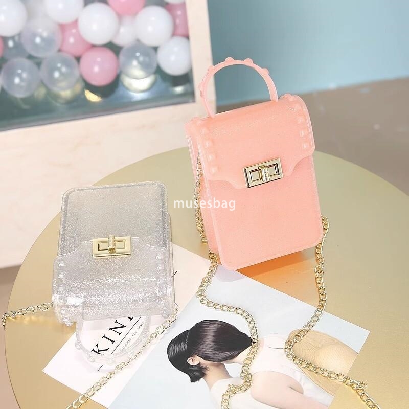 New handbag women's jelly summer transparent bag vertical mobile phone bag crossbody mini handbag novel jelly bag mini small bag