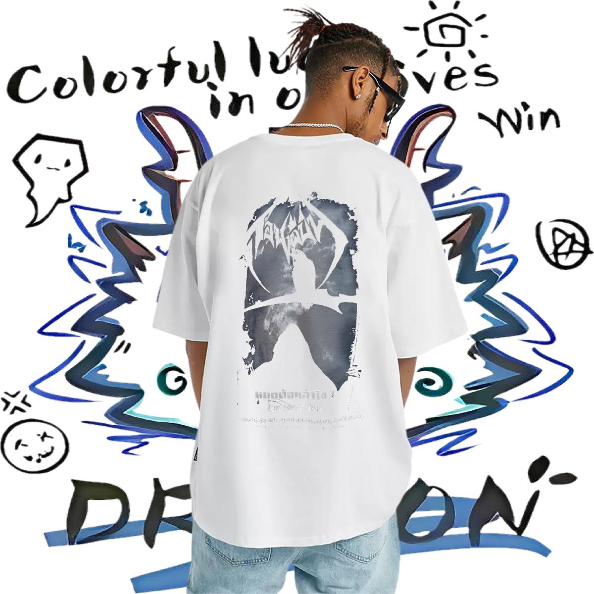 2024 Summer Men T Shirts Black White Men Clothes T-Shirt Beach Short sleeve Cotton Soft Loose Tee Shirt