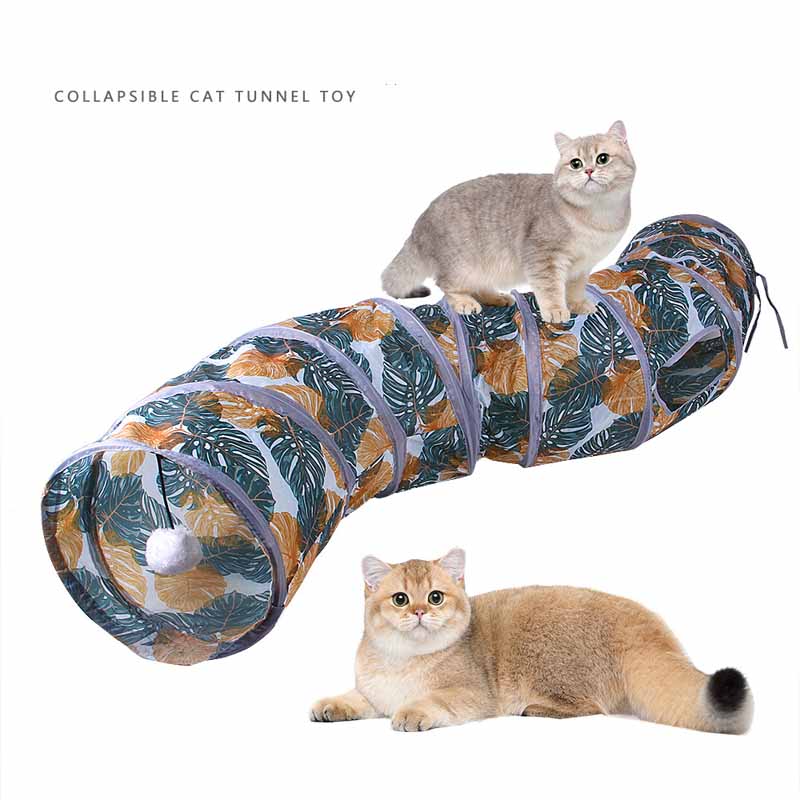 Funny Cat Toy Foldable Cat Channel Personalised Leaf Print Pet Sounding Track Kitten Interactive Chase Toy Pet Supplies