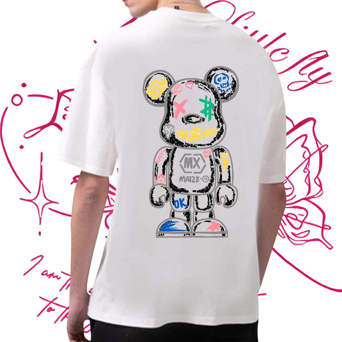 Fashion Casual Man T Shirts Cartoon Printing S-3XL Men Tops Tees Spring Summer Cotton Breathable Short Sleeve Unisex Tops Tees