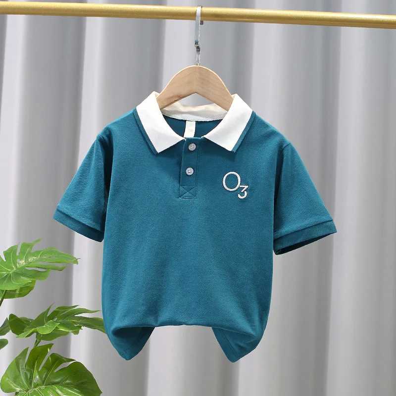 Polos Polos Boys casual polo shirt summer fashion youth cotton breathable short seven lapel ter T-shirt childrens clothing 2-12Y WX5.29
